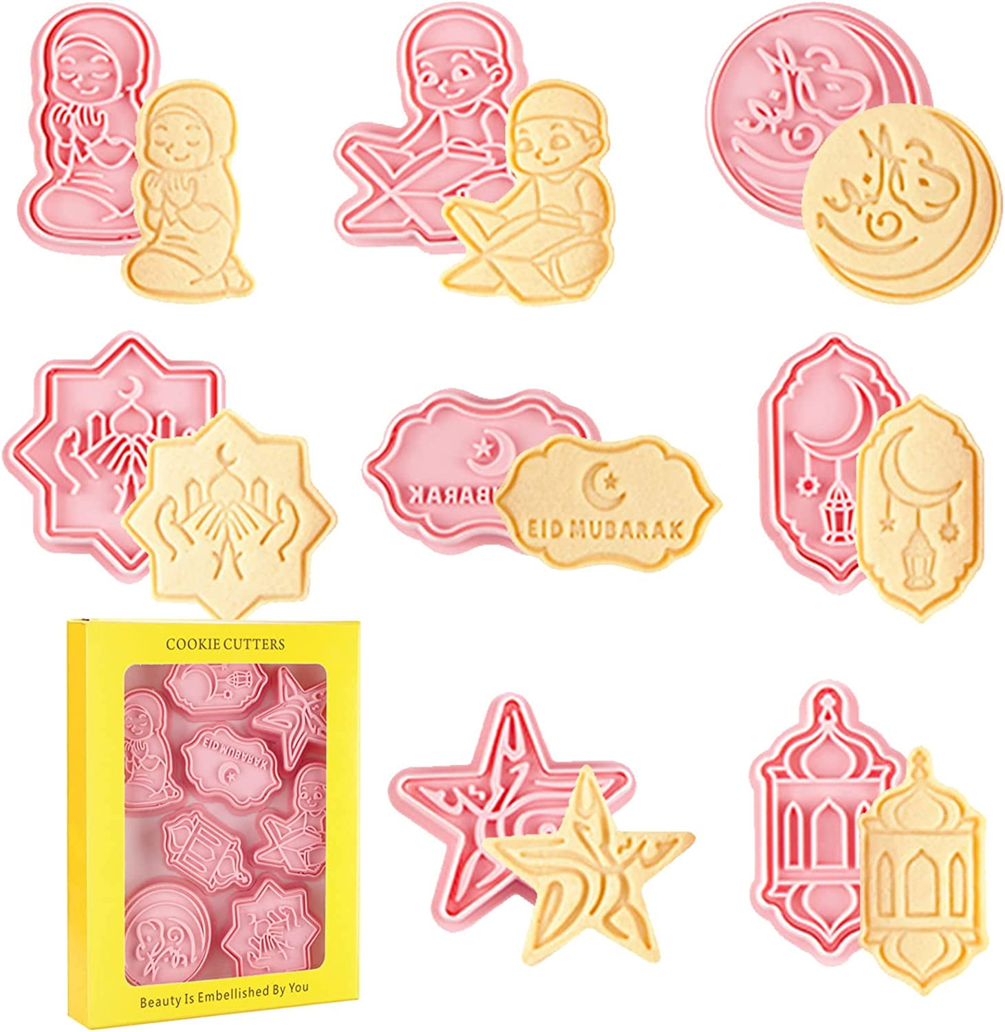 Ofocase Eid Mubarak Cookie Cutters8 Pieces Pressable Eid Mubarak
