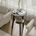 thumbnail image 6 of Round End Table for Small Spaces, Narrow Side Table, Accent Table Night Stand with 2 Tier Shelf for Bedroom and Living Room, Black, 6 of 16