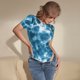 thumbnail image 3 of Balery Blue Tie Dye Body de cuello redondo de manga corta para mujer Tops de manga corta Tops básicos-Large, 3 of 7
