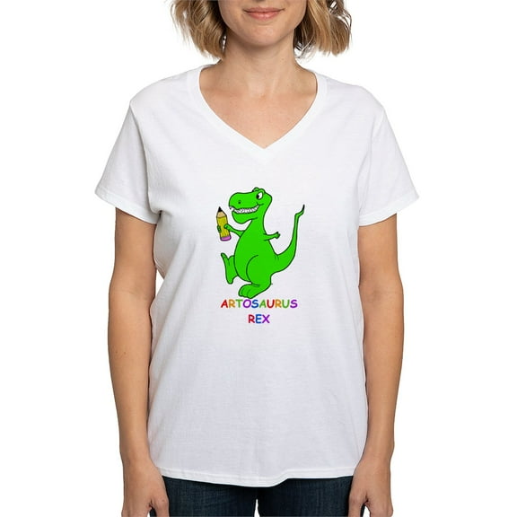CafePress - Artosaurus Rex Women's V Neck T Shirt - Womens Cotton V-Neck T-shirt