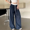 thumbnail image 2 of RongHuan Womens Wide Leg Track Pants High Elastic Waist Baggy Casual Drawstring Sweatpants with Pockets Streetwear, 2 of 7