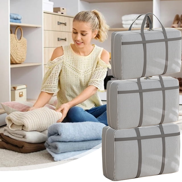 Bolsa de almacenamiento para colchas, organizador de ropa para mudanzas, gran capacidad, estilo maleta tejida, para el hogar y viajes, solución de embalaje para viajes, bolsa de almacenamiento de tel