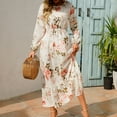 thumbnail image 7 of Long Sleeves Dresses, Women's Summer Print Casual Loose Long Sleeve Crew Neck Dress, 7 of 7