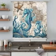 thumbnail image 3 of Nautical Coastal Sheer Curtains 108" Extra Long, Retro Marine Life Seahorse Compass Map Beige Light Filering Curtains, Privacy Drapes Simi Floor to Veiling Curtain for Living Room Window Treatment, 3 of 6