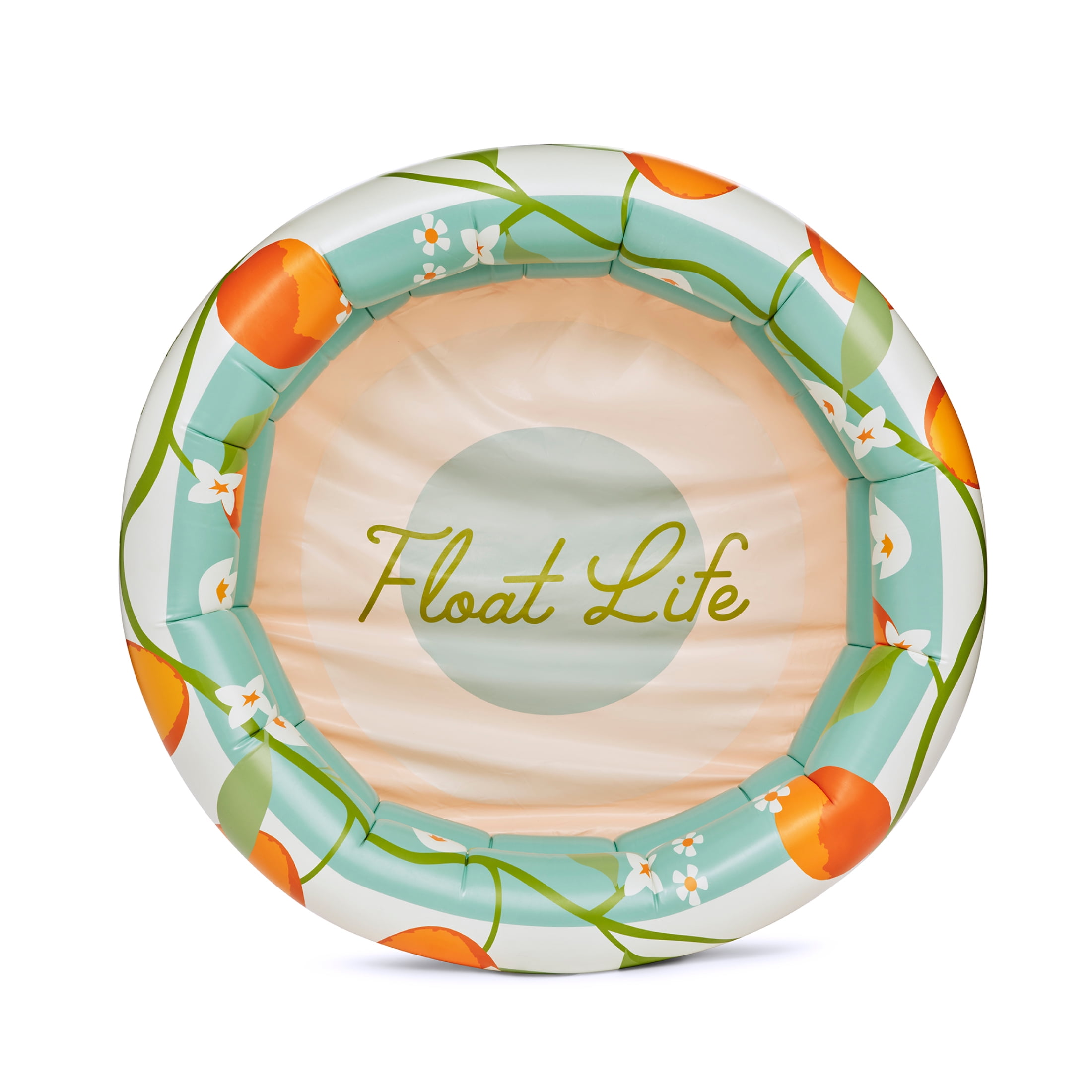 Float Life by Funboy Orange Blossom Inflatable Round 2-Ring Pool, Above-Ground Pool, Kids Ages 6+