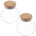 thumbnail image 2 of 2pcs Spherical Glass Jar with Cork Lid Airtight Candy Jar Kitchen Glass Jar for Preserving Storing, 2 of 8