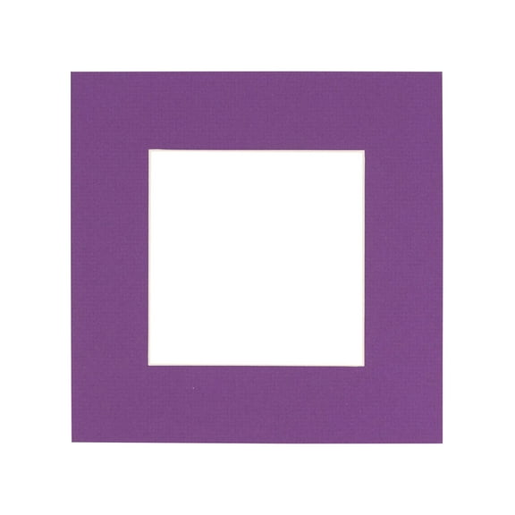 Dark Purple Acid Free 16x16 Picture Frame Mats with White Core Bevel Cut for 8x8 Pictures - Fits
