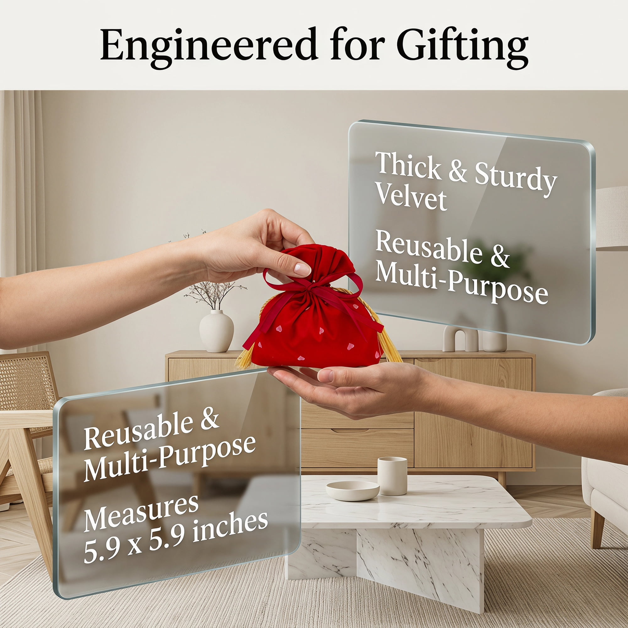 Unique Bargains 6Pcs Luxurious Thick Velvet Gift Drawstring Bags Red 5.9" x 1.2" x 5.9"