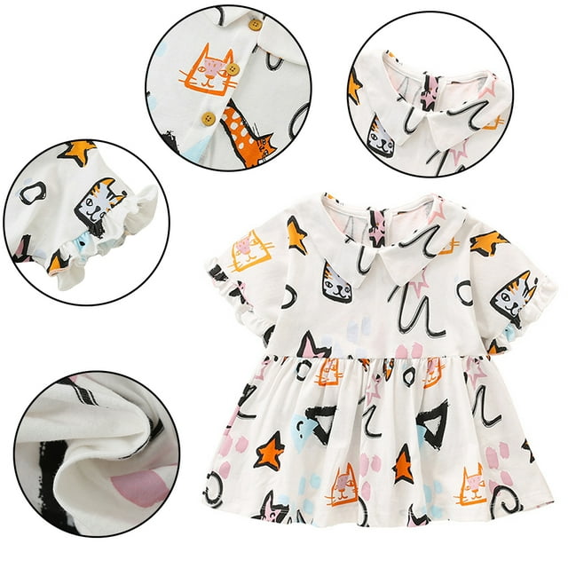 KYAIGUO Tunique Babydoll à Basque pour Filles Tout-Petits, T-Shirts à Manches Courtes, Col Rond Décontracté, Blouses pour 1-8 Ans