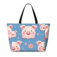 thumbnail image 2 of Kdxio Cute Pig Flowers for Beach Bag for Women Large Beach Tote Bag Waterproof Sandproof Swim Bag with Zipper Pockets Beach Vacation Travel, 2 of 7