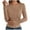 Khaki, variant on Women Long Sleeve Round-Neck Blouses Shirts Casual Textured Slim - Fitting Fashion Stretch Knit Top Outfits Fall Clothes Basic Winter Clothing