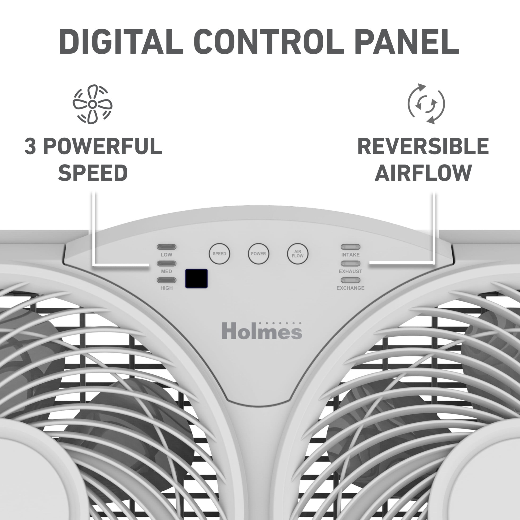 Holmes 9 Inch TwinBreeze Reversible Window Fan 3 Speed Remote CleanBreeze White