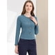 thumbnail image 4 of Chaqueta de Mujer Allegra K con Botones Cortos y Ligeros Vintage de Otoño Azul gris L, 4 of 6