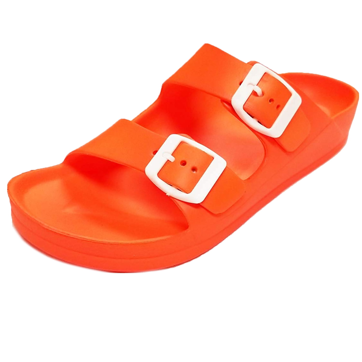 H2K Jelly-K Womens Glitter Jelly Slide Sandal Slip-On Flat Sandals Slippers with Adjustable Straps 