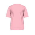 thumbnail image 5 of Womens Tops Short Sleeve Round Neck Satin Solid Color Summer T-shirt Pink XXL, 5 of 5