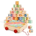 thumbnail image 1 of Bloques de construcción de madera Joqutoys para niños pequeños con vagón, 30 unidades, 1 of 8