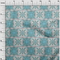 thumbnail image 3 of oneOone Polyester Spandex Teal Blue Fabric Asian Tile Traditional Diy Clothing Quilting Fabric Print Fabric By Yard 56 Inch Wide, 3 of 4