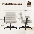 thumbnail image 6 of Falvinoryn 25.6" Wide Seat Office Chair, High Back Ergonomic Task Chair with Padded Adjustable Armrests and Double Cushion, Swivel Home Office Desk Chair for Office, Bedroom (Off-white), 6 of 10
