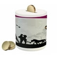 thumbnail image 1 of Romantic Piggy Bank, Horse Carriage Couple Hugging in Front of the Eiffel Tower and Full Moon, Ceramic Coin Bank Money Box for Cash Saving, 3.6" X 3.2", Fuchsia Grey Black, by Ambesonne, 1 of 4