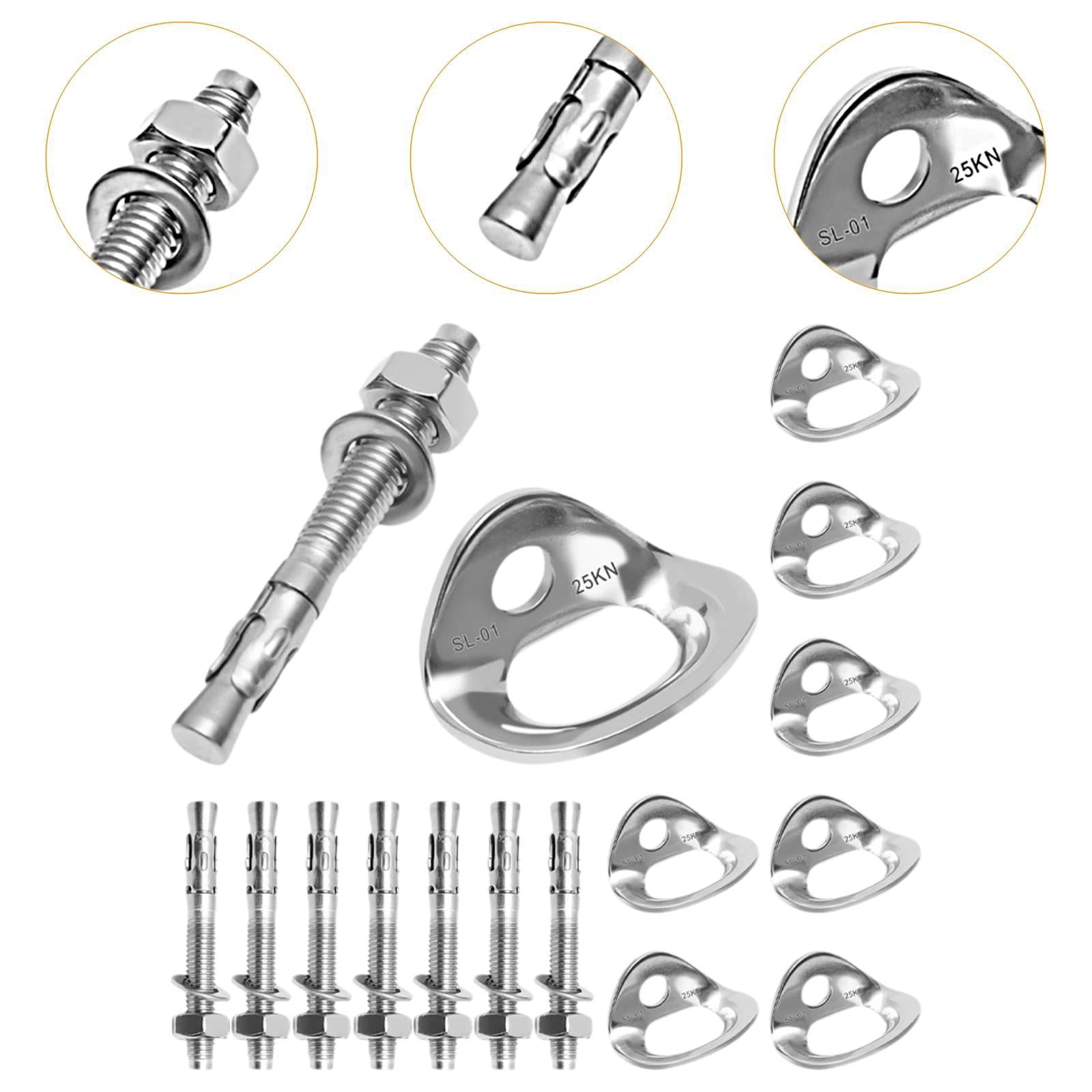 QccHieUs 8 Pieces Climbing Anchor Hangers Stainless Steel Professional Hanging Rings with