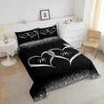 thumbnail image 3 of Mr and Mrs Comforter Set King Black Silver Valentines Day Bedding Set for Women Men,Wedding Bed Set Newly Engaged Wed Gifts for the Couple Bedroom Decor Glitter Love Heart Quilt 3Pcs, 3 of 5