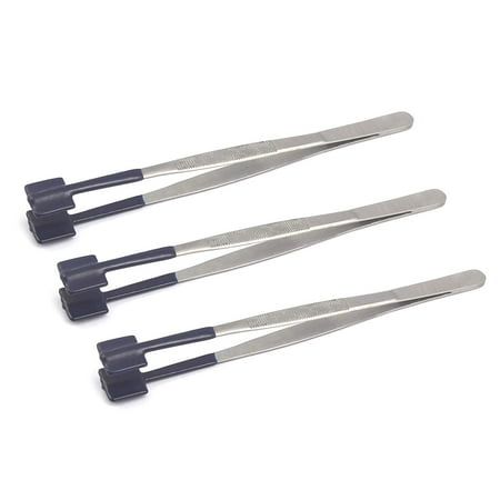 - OdontoMed2011® Pack of 3 Specialty Tweezer Pvc Coated Forceps Flat Tips Safe Rubber Non Marring Holding Stainless Steel Tweezers