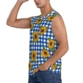 thumbnail image 3 of Lsque Sunflowers Print Men's Cotton Blend Sleeveless Muscle Shirts (S-3XL)- Moisture Wicking, Odor Protection, UPF 30+,3X-Large, 3 of 8