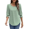 thumbnail image 3 of UVN Summer Blouses for Women 3/4 Sleeve Shirts Ladies Casual Crew Neck Womens Tunic Tops, 3 of 11