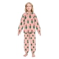 thumbnail image 2 of Fluffy Pajamas Set Fuzzy Winter Warm Pj Sets Pullover Tops and Long Pants Green Trees and Red Bows X-Small, 2 of 8