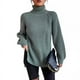thumbnail image 4 of Suéter de otoño e invierno con mangas raglán largas y solapa alta, vestido tipo suéter dividido para mujer, 4 of 5