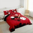 thumbnail image 3 of Homewish Cartoon Sports Teens Queen Comforter Set, Red Black Stripes Abstract Bedding Sets, Baseball Player Reversible Bedding Comforter Set, Breathable Home Decor, 3 Pieces, 3 of 8