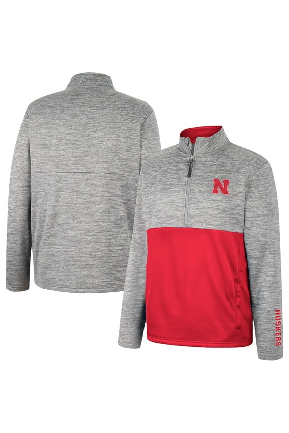 Men's Colosseum Gray Nebraska Huskers John Half-Zip Jacket