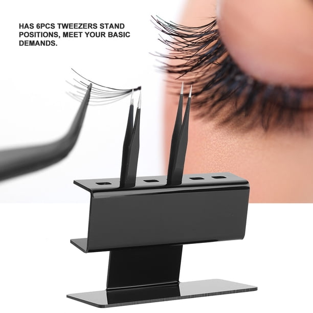 Soporte Para Estante De Pinzas De Plástico Para Extensión De Pestañas, 6 Uds., Posiciones De Soporte Para Pinzas, Color Negro