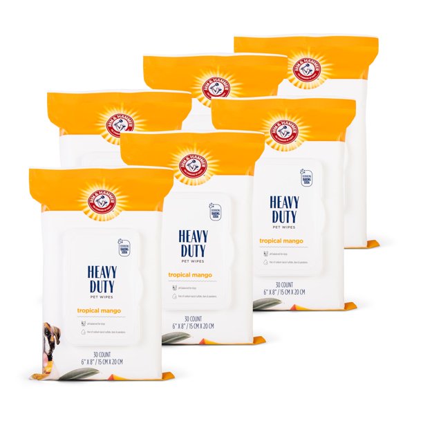 Toallitas de baño para perros Arm & Hammer, resistentes, con aroma a mango, 30 unidades