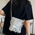 thumbnail image 3 of Glitter Shoulder Bag Sequin Handbag Purse Crossbody Bag for Women Evening Color Silver Size One Size, 3 of 7
