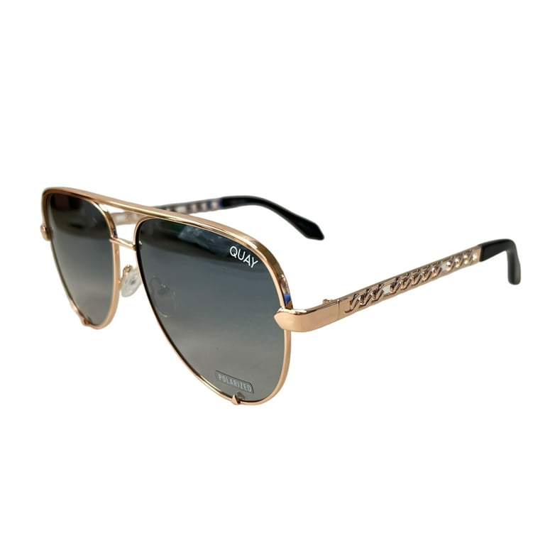 Quay Australia High Key Link Polarized Sunglasses XL Aviators Rose