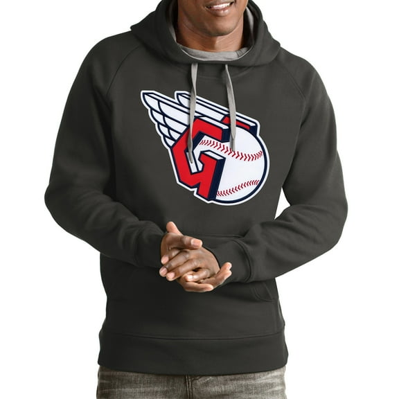 Men's Antigua Charcoal Cleveland Guardians Team Victory Pullover Hoodie