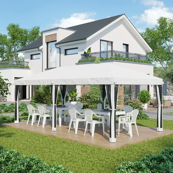 10' x 20' Pop Up Canopy Tent with Netting Heavy Duty Instant Sun Shelter Large Tents for Parties with Carry Bag for Outdoor Garden Patio