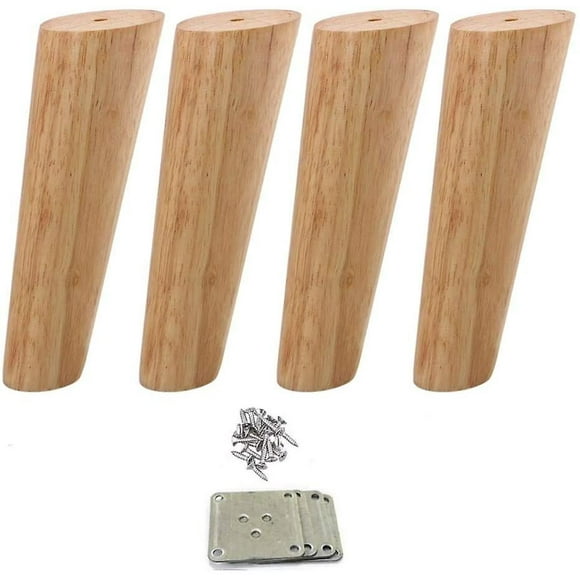 QUETO 4Pcs Wooden Furniture Legs Tapered Sofa Legs Solid Wood Furniture Legs 12cm