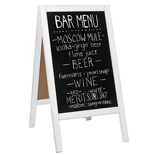 Sidewalk Cafe Menu Sandwich Board 2-Sided Torched Wood A-Frame Chalkboard Sign 