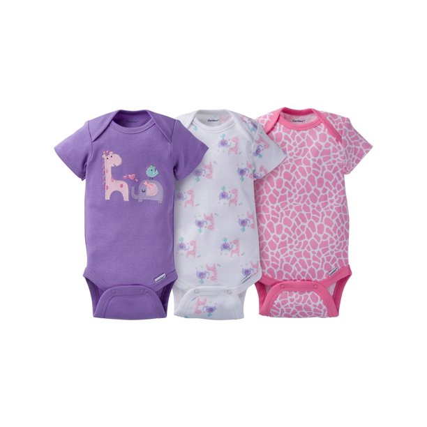 Gerber   Gerber Newborn Baby Girl Assorted Short Sleeve Onesies