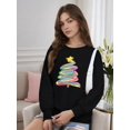 thumbnail image 2 of Woman Christmas Shirt Rainbow Christmas Tree Graphic Sweatshirt Casual Long Sleeve Black Top, 2 of 6