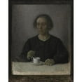 thumbnail image 2 of Vilhelm Hammershøi 15x18 Gold Ornate Wood Frame and Double Matted Museum Art Print Titled - Ida Hammershoi, the Artist's Wife, with a Teacup (1907), 2 of 4