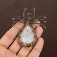thumbnail image 2 of Natural Rainbow Moonstone Gemstone Copper Wire Wrap Spider Pendant 2.56", 2 of 4