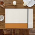 thumbnail image 2 of Orange, Placemats for Dinning Table Set of 6, Modern Abstract Geometric Patchwork Stripes Art Burlap Kitchen Place Mats Waterproof Cloth Table Mats, Indoor Outdoor Placemats Easy Clean Dinner Decor, 2 of 8