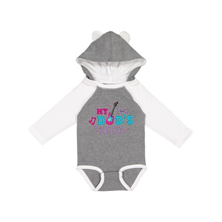 

Inktastic My Two Dads Rock with Guitar Gift Baby Girl Long Sleeve Bodysuit