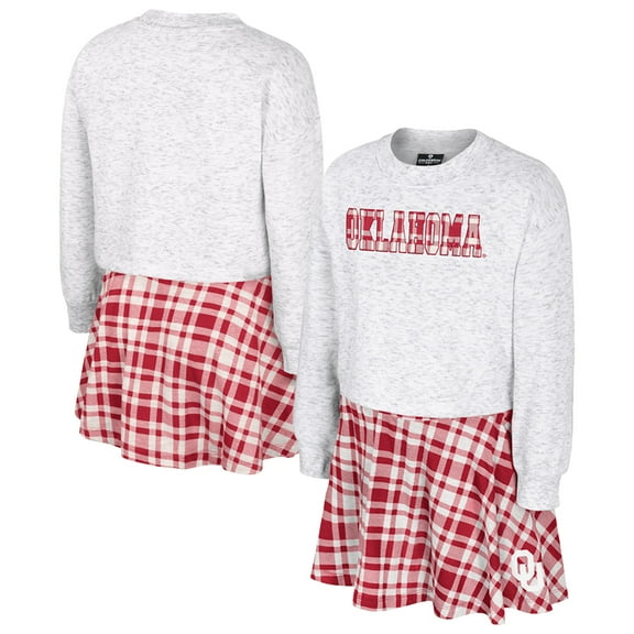 Girls Youth Colosseum Gray Oklahoma Sooners Marceline Plaid Skirt and Top Set