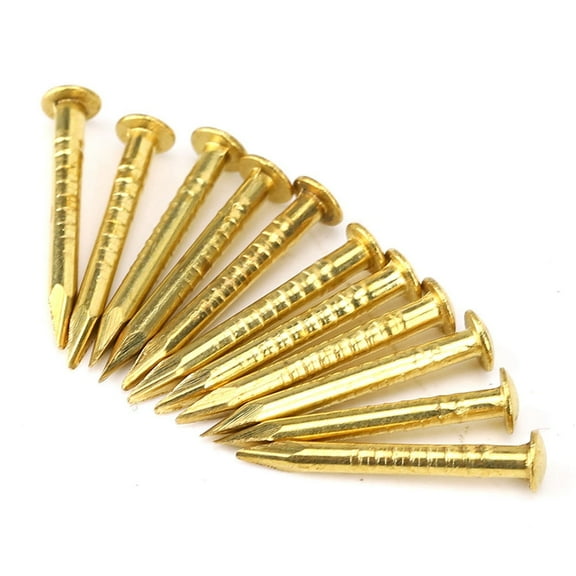 Round Head Nail Brass 100Pcs Furniture Hinge Hardware Round Head Nail Brass Accessories 10mm 15mm 18mm 22mm for Hanging Picture Frame Mirror (15mm long)
