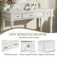 thumbnail image 4 of AENKYO Distressed White Vanity Desk with Octagon Mirror & Drawers - Vintage Makeup Dressing Table for Bedroom, 4 of 10
