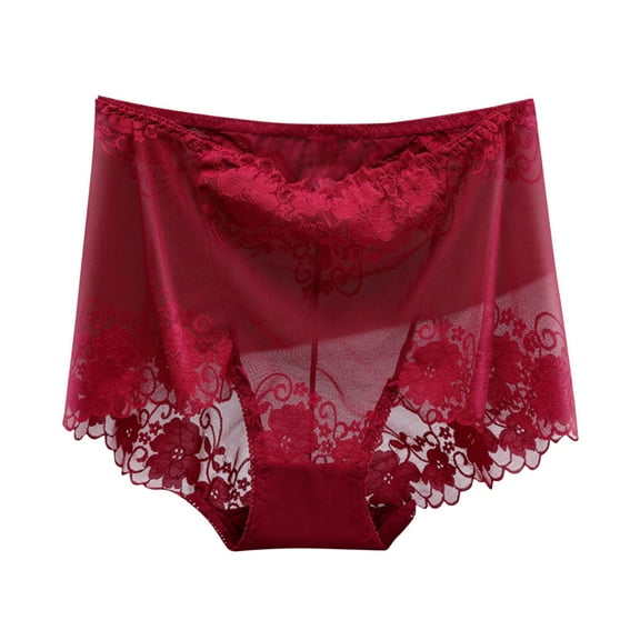 KyCheLot Womens Lace Underwear Thin Breathable Elegant Soft Plus Size Full Coverage High Waist Underpants